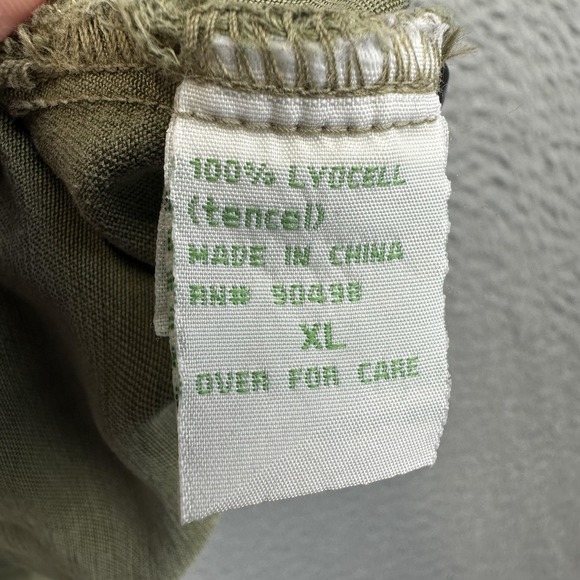 Pulp Shirt Womens XL Olive‎ Green Lyocell Tencel Button Front Boxy 3/4 Sleeve - Picture 13 of 14